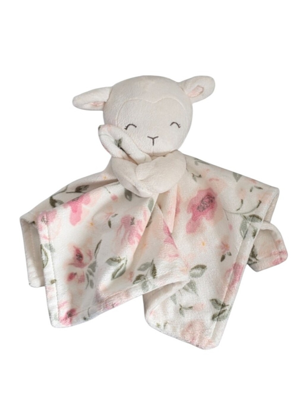 Modern Moments by Gerber Baby Security Blanket Lovey Lamb Floral Pink White